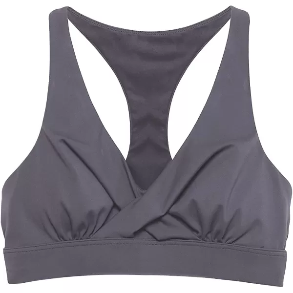 imageCUPSHE Womens High Impact Twist Tank Sports Bra Cutout Pull Over Wide Straps LightweightGray