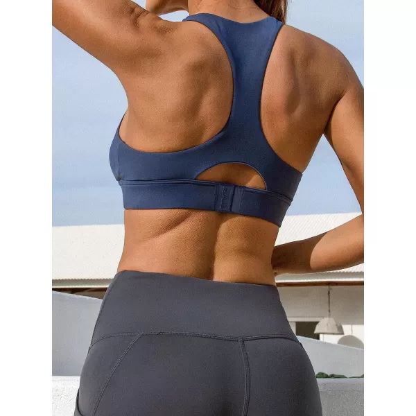 imageCUPSHE Womens High Impact Twist Tank Sports Bra Cutout Pull Over Wide Straps LightweightNavy
