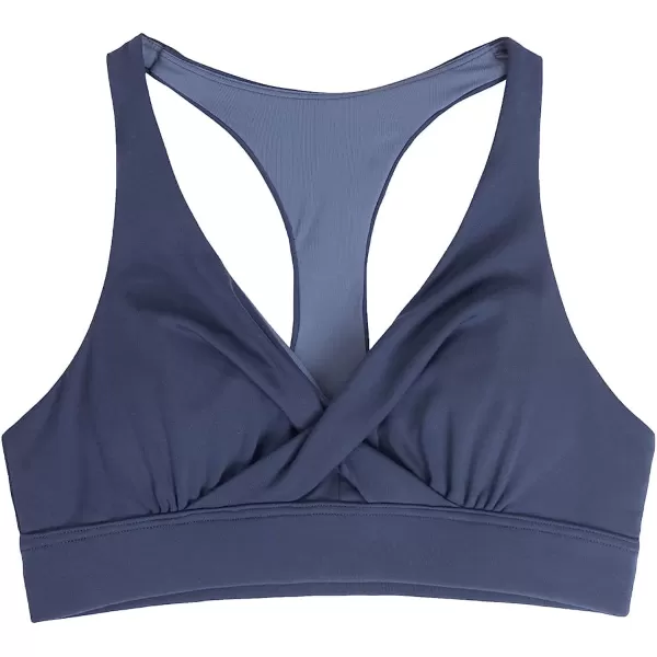 imageCUPSHE Womens High Impact Twist Tank Sports Bra Cutout Pull Over Wide Straps LightweightNavy