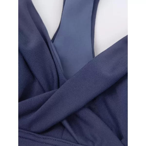 imageCUPSHE Womens High Impact Twist Tank Sports Bra Cutout Pull Over Wide Straps LightweightNavy