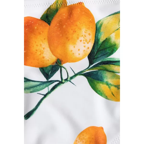 imageCUPSHE Womens High Waist Bikini Swimsuit Ruffle Two Piece Bathing SuitOrange Leafy