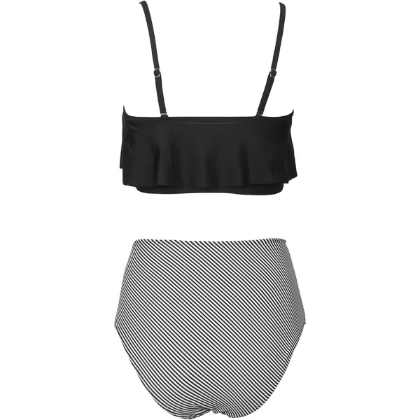 imageCUPSHE Womens High Waisted Falbala Bikini SetBlack
