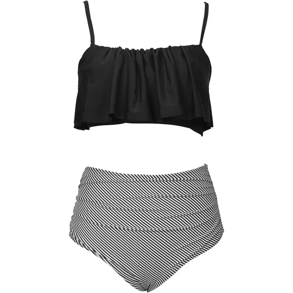 imageCUPSHE Womens High Waisted Falbala Bikini SetBlack