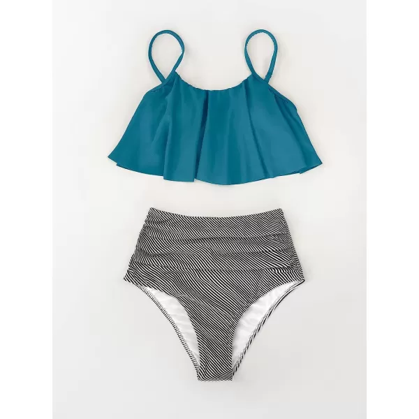 imageCUPSHE Womens High Waisted Falbala Bikini SetGreen