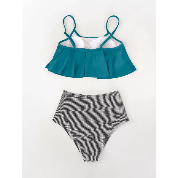 imageCUPSHE Womens High Waisted Falbala Bikini SetGreen