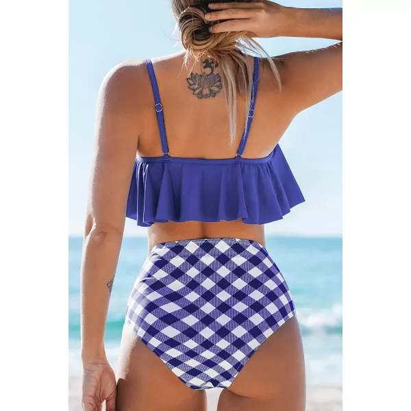 imageCUPSHE Womens High Waisted Falbala Bikini SetLapis