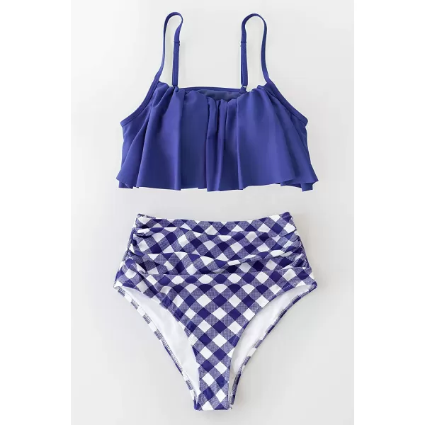 imageCUPSHE Womens High Waisted Falbala Bikini SetLapis