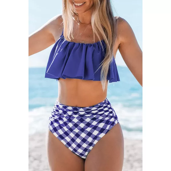 imageCUPSHE Womens High Waisted Falbala Bikini SetLapis
