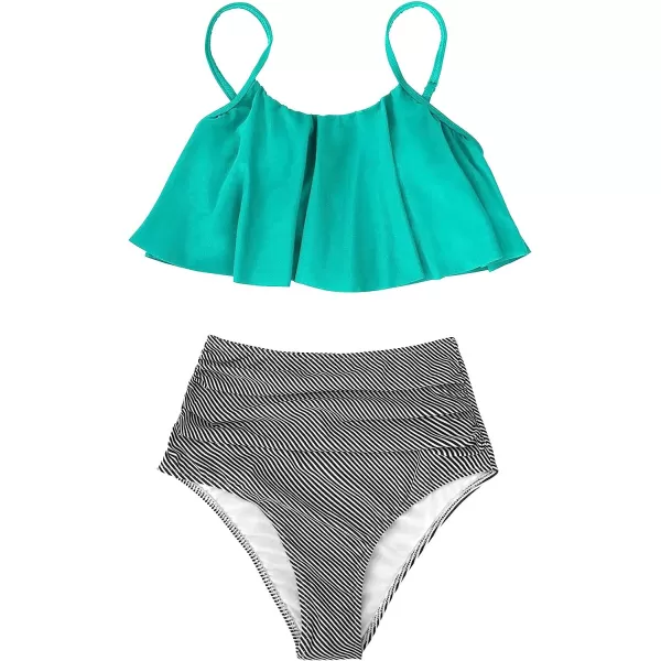 imageCUPSHE Womens High Waisted Falbala Bikini SetTurquoise
