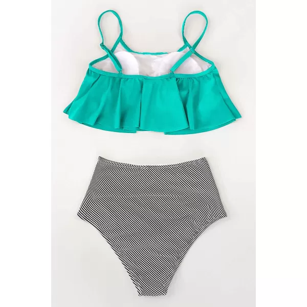 imageCUPSHE Womens High Waisted Falbala Bikini SetTurquoise