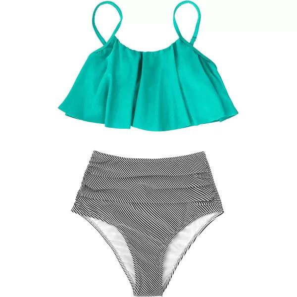 imageCUPSHE Womens High Waisted Falbala Bikini SetTurquoise