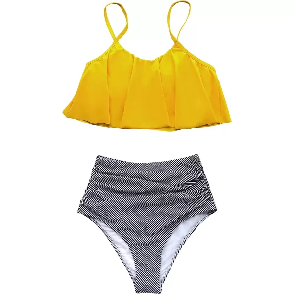 imageCUPSHE Womens High Waisted Falbala Bikini SetYellow