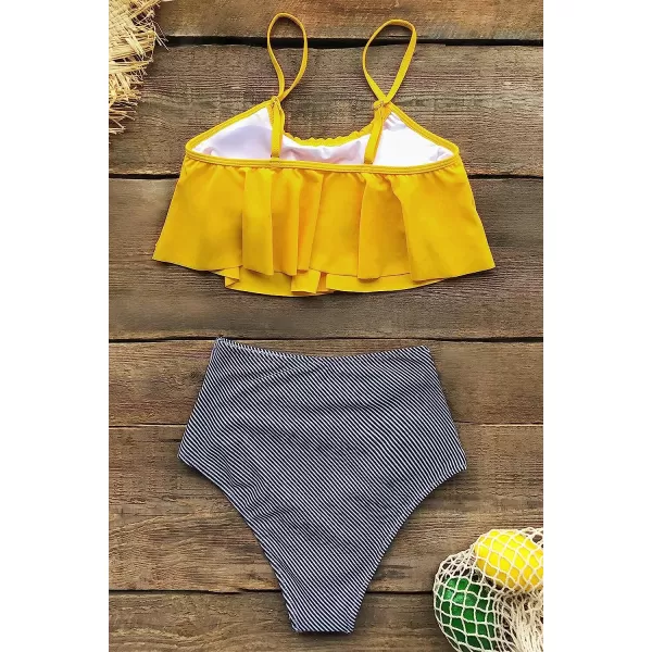 imageCUPSHE Womens High Waisted Falbala Bikini SetYellow