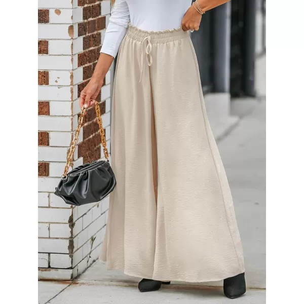 imageCUPSHE Womens HighRise Waist Paperbag Pants Drawstring with Wide LegBeige
