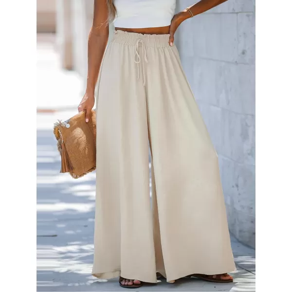 imageCUPSHE Womens HighRise Waist Paperbag Pants Drawstring with Wide LegBeige