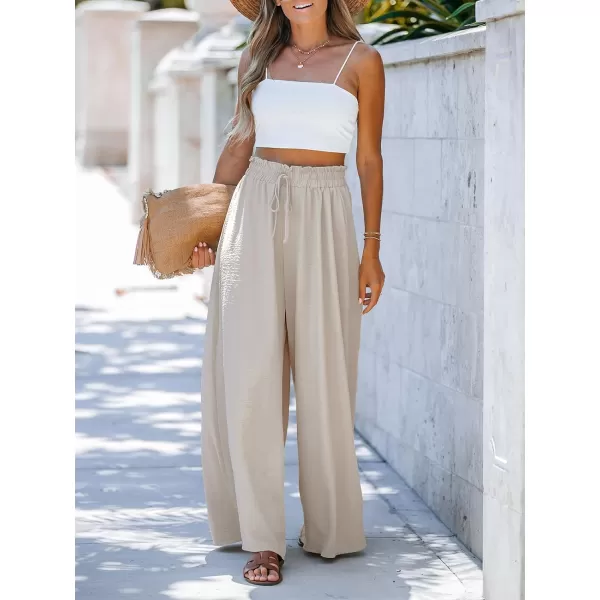 imageCUPSHE Womens HighRise Waist Paperbag Pants Drawstring with Wide LegBeige