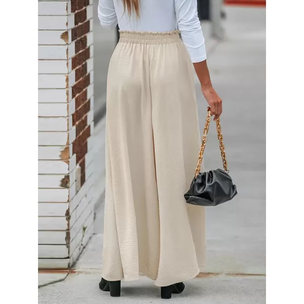 imageCUPSHE Womens HighRise Waist Paperbag Pants Drawstring with Wide LegBeige