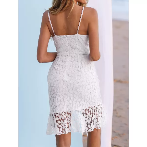 imageCUPSHE Womens Honeymoon VNeck Slip Dress Sleeveless Floral Lace Dresses Casual SummerWhite