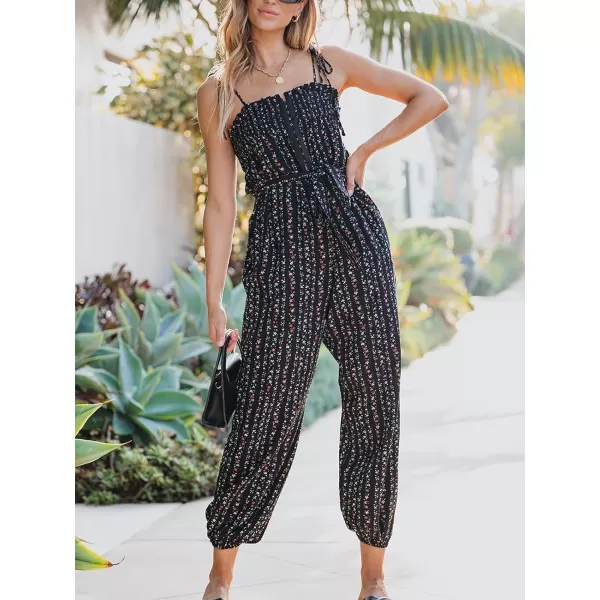 imageCUPSHE Womens Jumpsuit TieShoulder Sleeveless Square Neck Overall Tapered Leg Outfit Casual BeachBlack