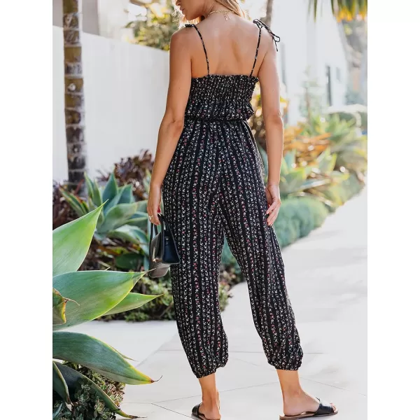 imageCUPSHE Womens Jumpsuit TieShoulder Sleeveless Square Neck Overall Tapered Leg Outfit Casual BeachBlack