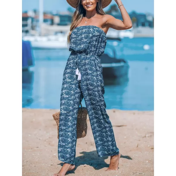 imageCUPSHE Womens Jumpsuit Tube Top Sleeveless Overall Straight Leg Outfit Dressy CasualBlue