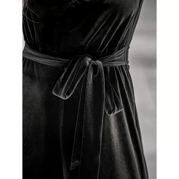 imageCUPSHE Womens Jumpsuits Belted Wide Leg V Neck Sleeveless Outfit Casual DressyBlack