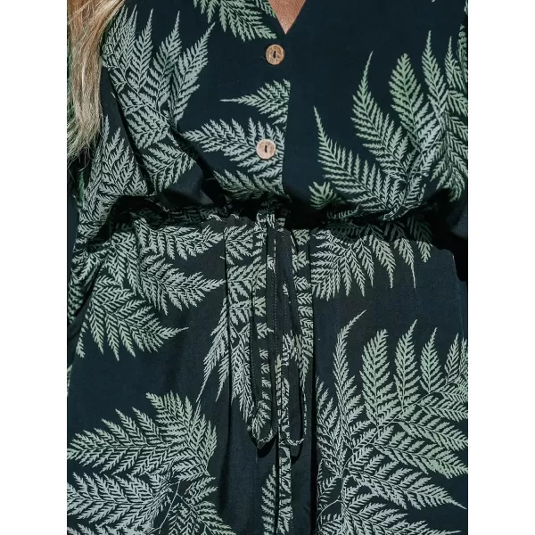 imageCUPSHE Womens Jumpsuits Boho Short Sleeve V Neck Wide Leg Overall Tie Outfit Casual BeachBlack