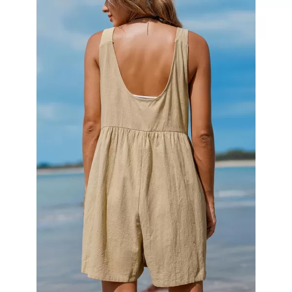 imageCUPSHE Womens Jumpsuits Bows Pinafore Romper Scoop Neck Overall Sleeveless Outfit Casual DressyBrown