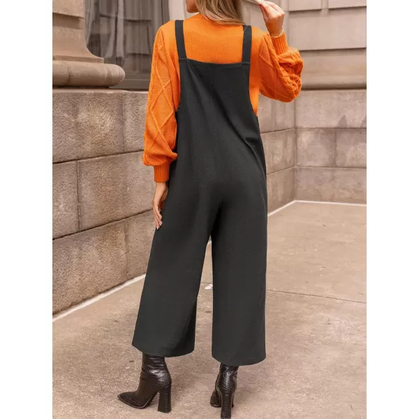 imageCUPSHE Womens Jumpsuits Charcoal Sleeveless Wide Leg Jumpsuit Patch Pockets Outfit CasualBlack