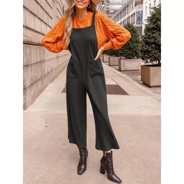 imageCUPSHE Womens Jumpsuits Charcoal Sleeveless Wide Leg Jumpsuit Patch Pockets Outfit CasualBlack