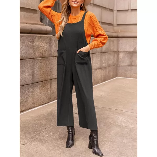 imageCUPSHE Womens Jumpsuits Charcoal Sleeveless Wide Leg Jumpsuit Patch Pockets Outfit CasualBlack