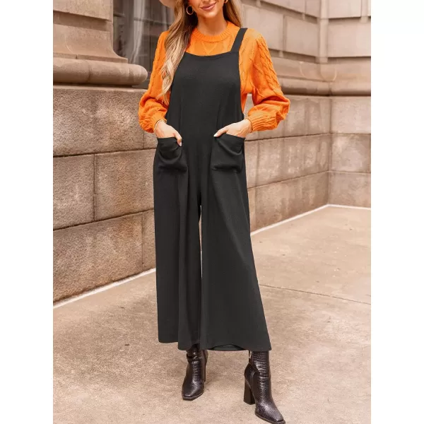 imageCUPSHE Womens Jumpsuits Charcoal Sleeveless Wide Leg Jumpsuit Patch Pockets Outfit CasualBlack