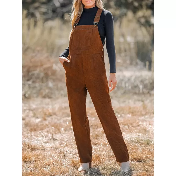 imageCUPSHE Womens Jumpsuits Corduroy ButtonUp Overalls Sleeveless Outfit Casual DressyBrown