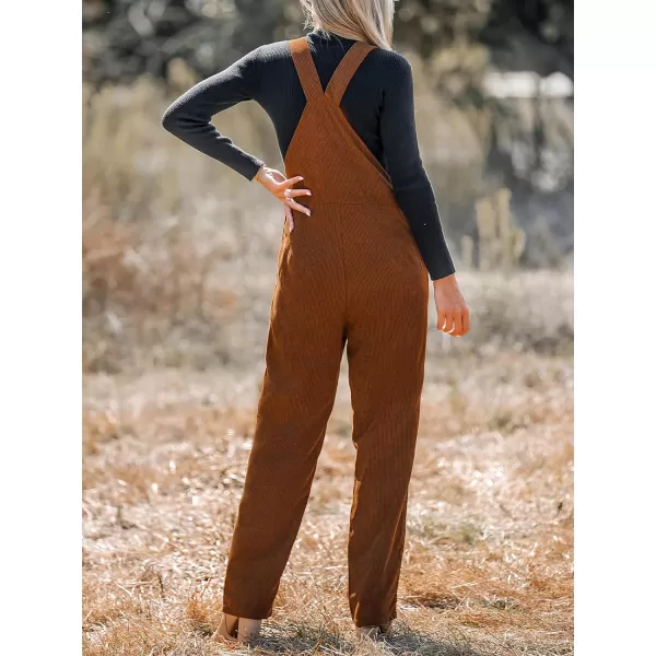imageCUPSHE Womens Jumpsuits Corduroy ButtonUp Overalls Sleeveless Outfit Casual DressyBrown
