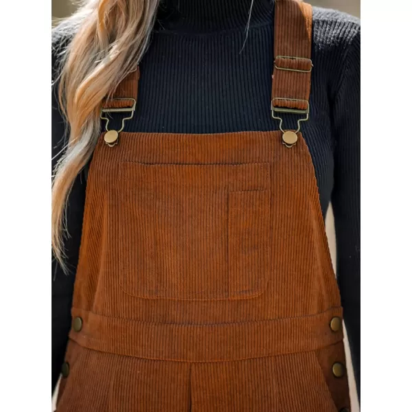 imageCUPSHE Womens Jumpsuits Corduroy ButtonUp Overalls Sleeveless Outfit Casual DressyBrown