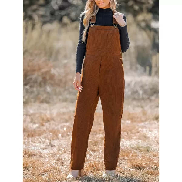 imageCUPSHE Womens Jumpsuits Corduroy ButtonUp Overalls Sleeveless Outfit Casual DressyBrown