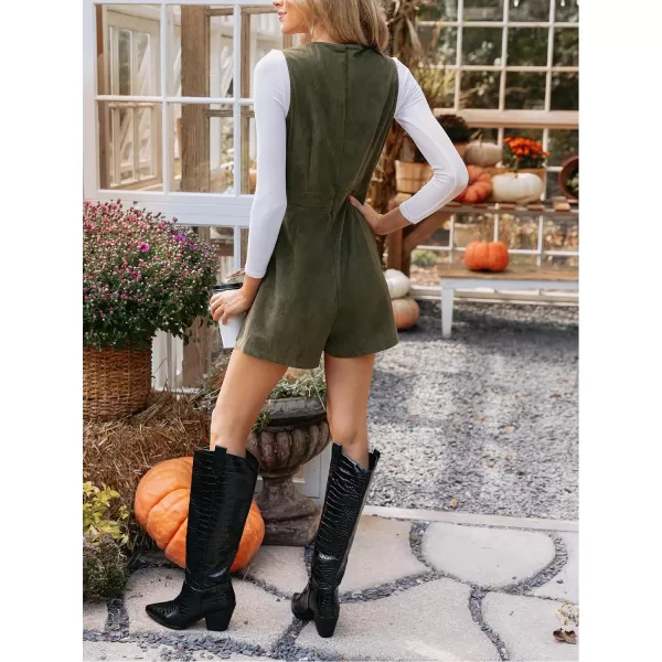 imageCUPSHE Womens Jumpsuits Corduroy Wrap Romper Sleeveless Outfit Winter Casual DressyGreen