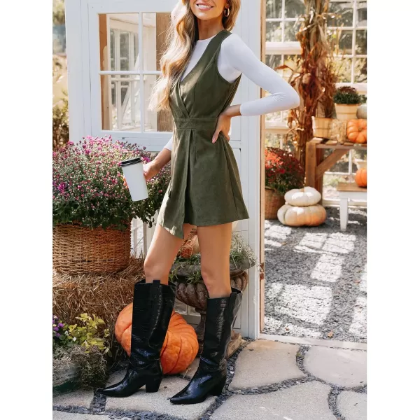 imageCUPSHE Womens Jumpsuits Corduroy Wrap Romper Sleeveless Outfit Winter Casual DressyGreen