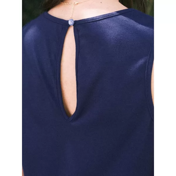 imageCUPSHE Womens Jumpsuits Crewneck Loose Fit Overall Sleeveless Wide Leg Outfit Dressy CasualBlue