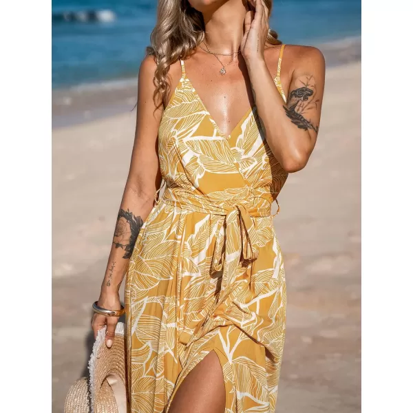 imageCUPSHE Womens Jumpsuits Floral Tropical Wide Leg Jumpsuit Sleeveless Overall V Neck Outfit CasualYellow