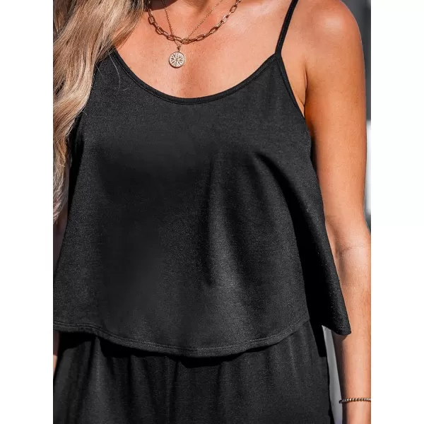 imageCUPSHE Womens Jumpsuits Flounce Sleeveless Overall Scoop Neckline Wide Leg Outfit Casual DressyBlack