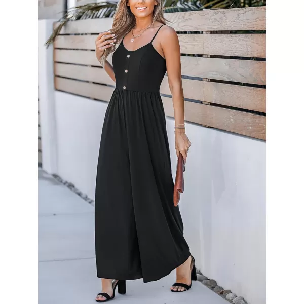 imageCUPSHE Womens Jumpsuits Midnight Muse Wide Leg Jumpsuit V Neck Sleeveless Outfit Casual DressyBlack