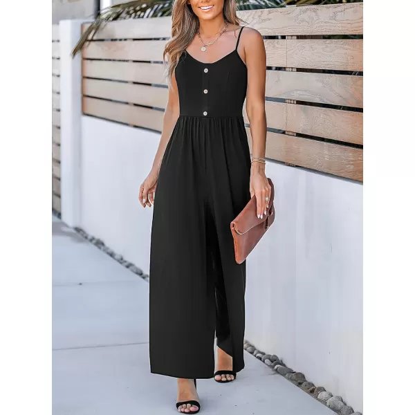 imageCUPSHE Womens Jumpsuits Midnight Muse Wide Leg Jumpsuit V Neck Sleeveless Outfit Casual DressyBlack