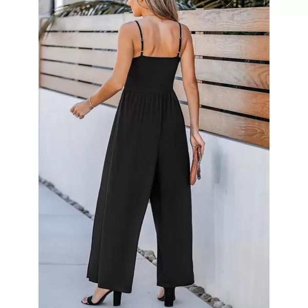 imageCUPSHE Womens Jumpsuits Midnight Muse Wide Leg Jumpsuit V Neck Sleeveless Outfit Casual DressyBlack