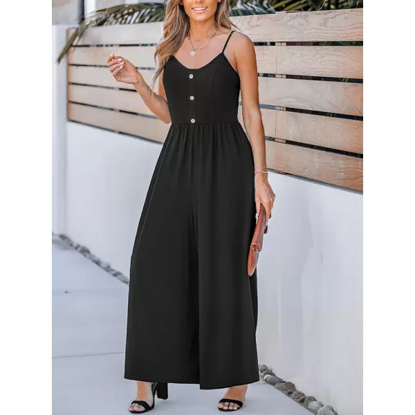 imageCUPSHE Womens Jumpsuits Midnight Muse Wide Leg Jumpsuit V Neck Sleeveless Outfit Casual DressyBlack