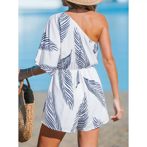 imageCUPSHE Womens Jumpsuits One Shoulder Half Sleeve Romper Wide Leg Overall Outfit Casual BeachWhite
