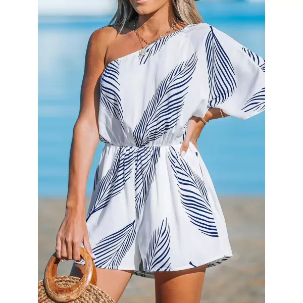 imageCUPSHE Womens Jumpsuits One Shoulder Half Sleeve Romper Wide Leg Overall Outfit Casual BeachWhite
