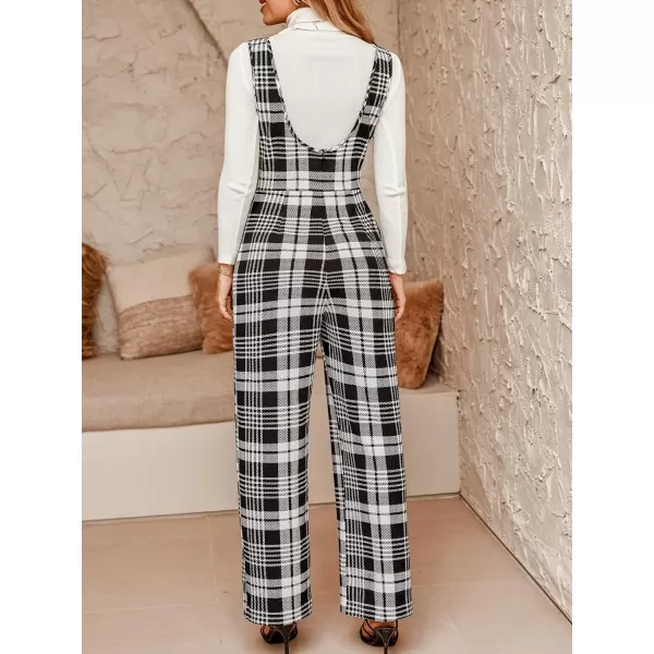 imageCUPSHE Womens Jumpsuits Plaid Overall Jumpsuit Sleeveless Outfit Casual DressyBlack