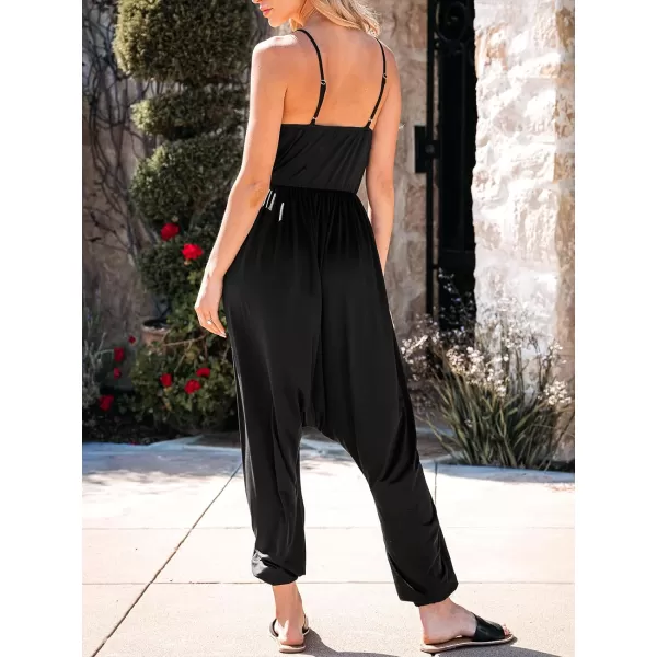 imageCUPSHE Womens Jumpsuits Scoop Neck Loose Tapered Leg Overall Sleeveless Outfit CasualBlack