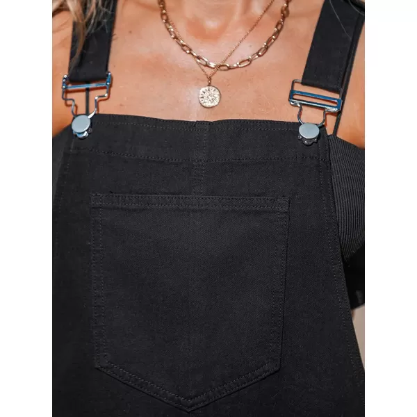 imageCUPSHE Womens Jumpsuits Sleeveless Denim Romper Overall Front Pocket Wide Leg Outfit Casual BeachBlack